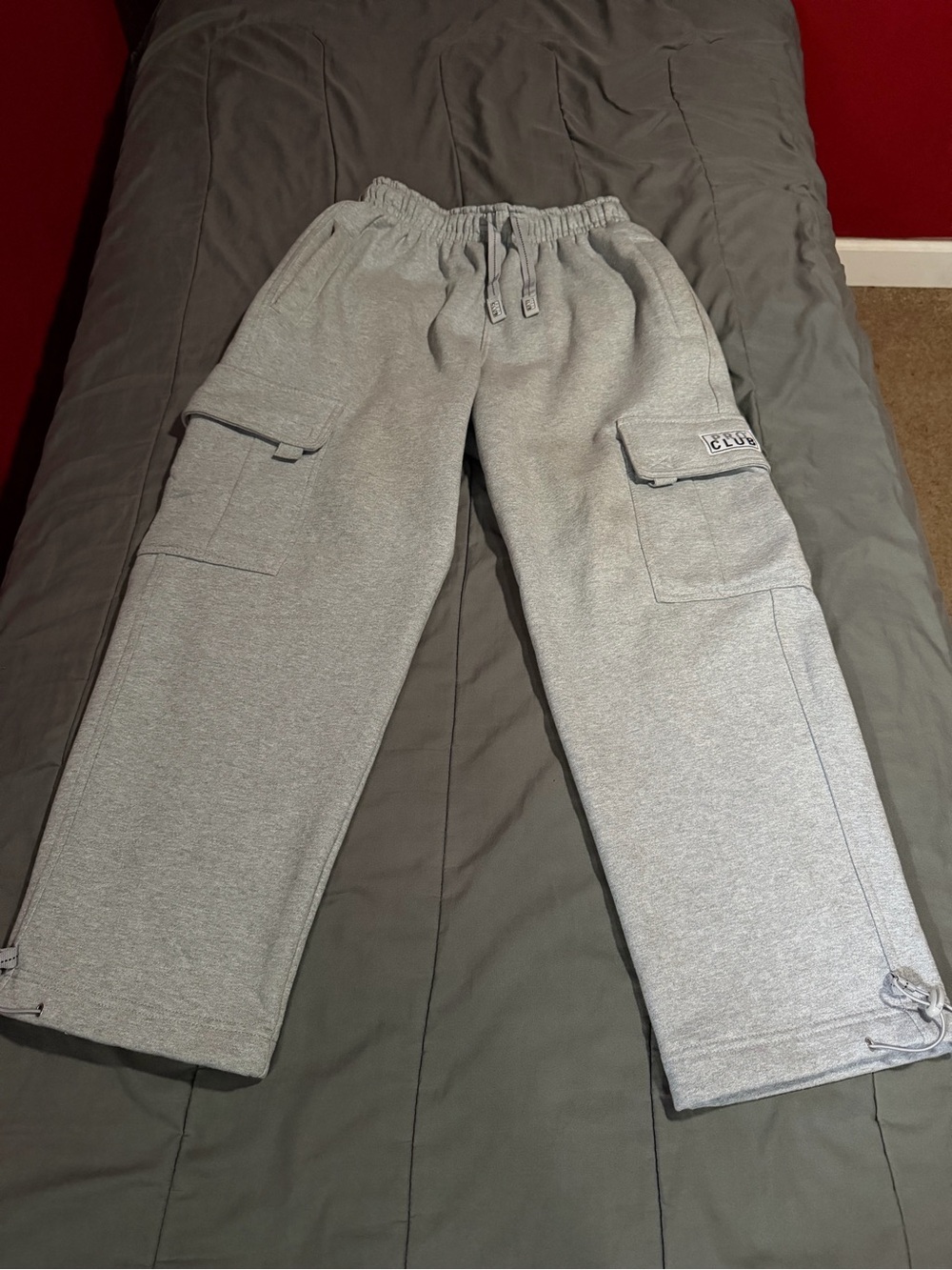Pro Club Heather Gray Heavyweight Fleece Cargo Pants - Size S